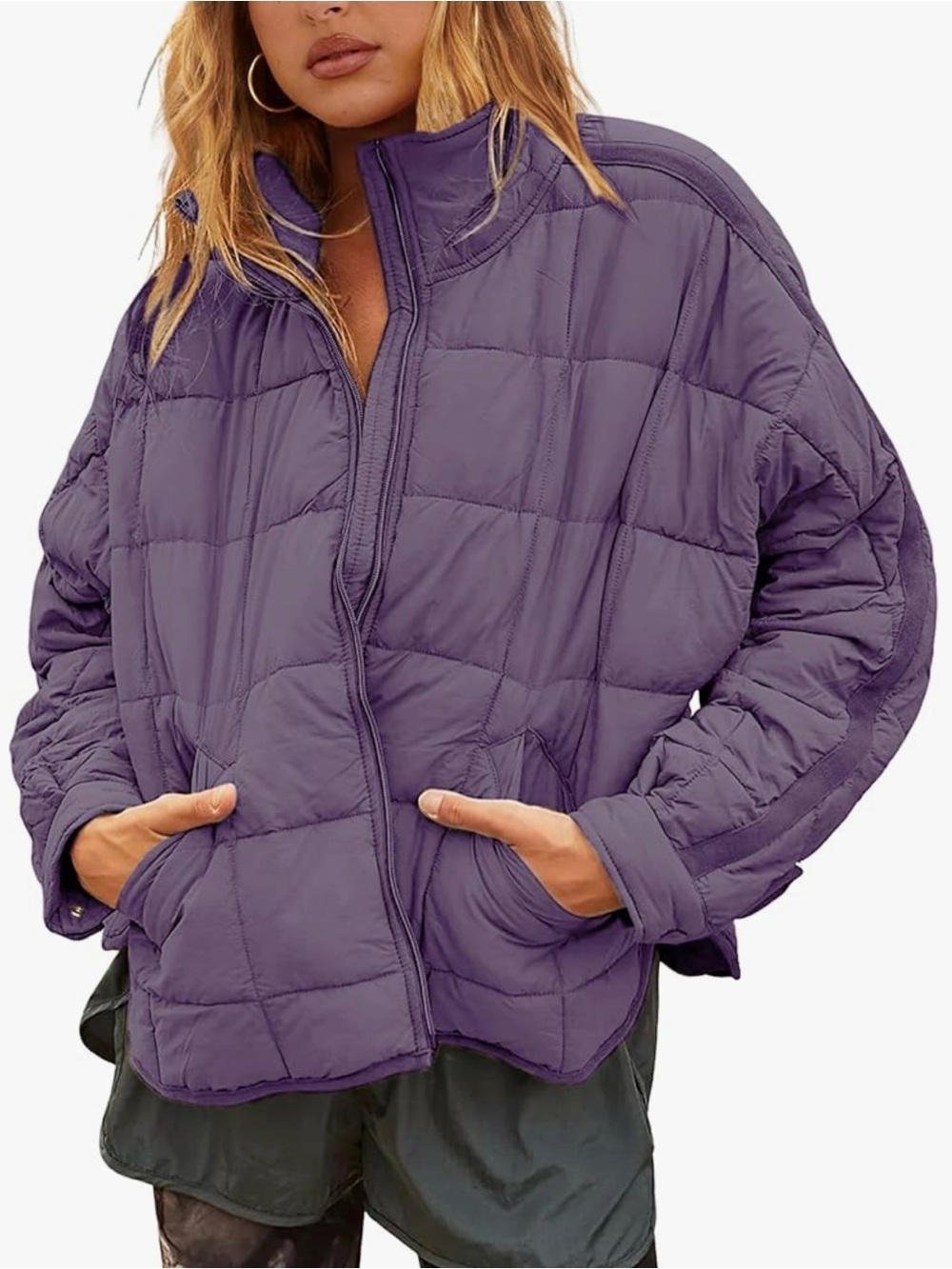 Bianstore Amazon Oversized Quilted Jacket Purple M